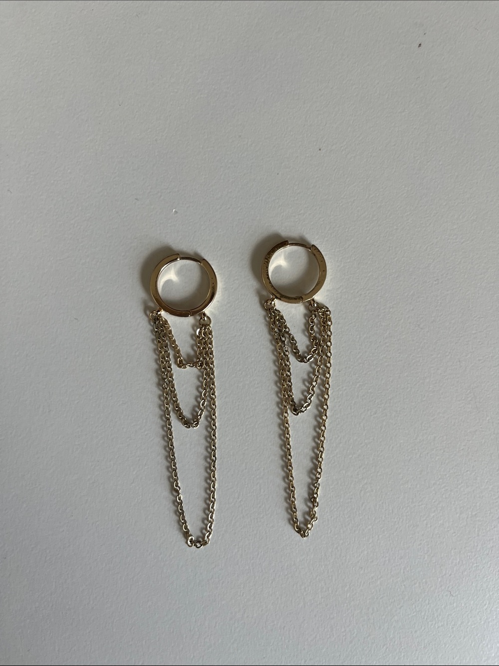 Gold Double Chain Hoop Dangle Earrings